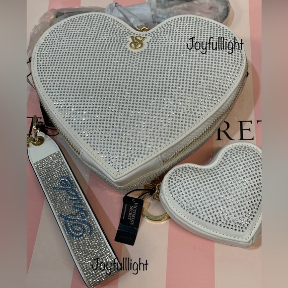 Victoria’s Secret Heart Shape Rhinestone Crossbody Bag BRIDAL ACCESSORIES BUNDLE - Picture 3 of 5